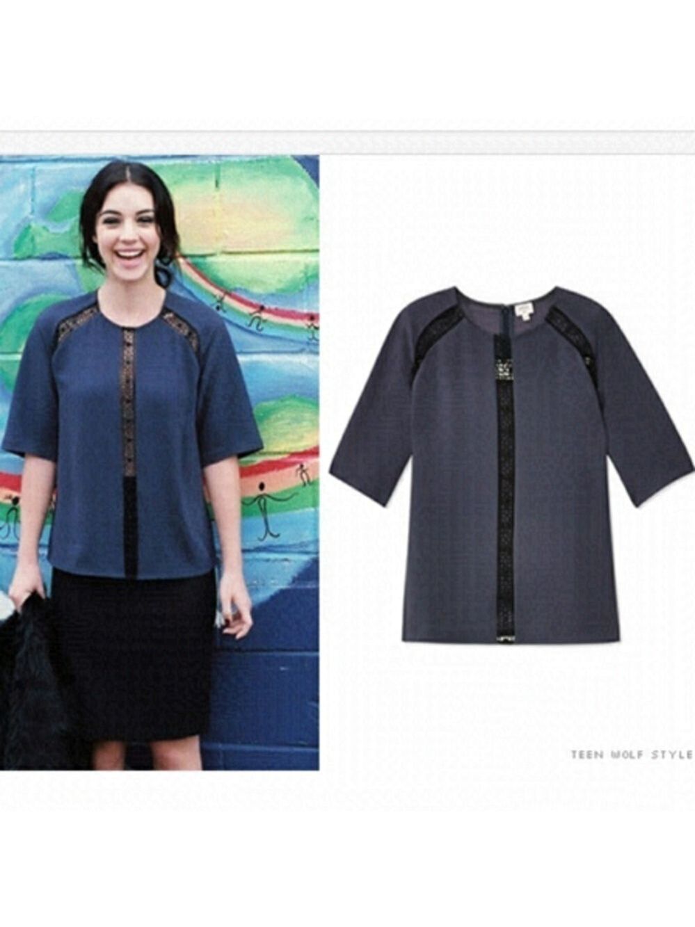 Aritzia Wilfred Mirabel Crochet Panel Blouse, size XXS